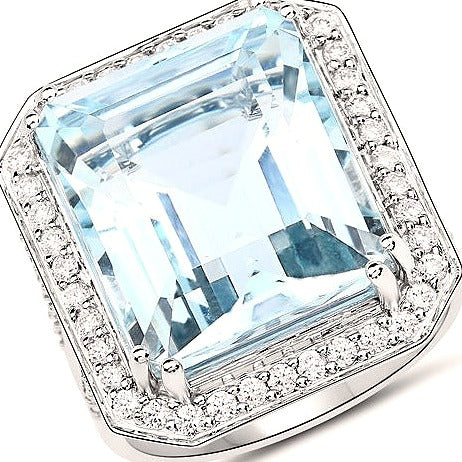Aquamarine 14K White Gold Ring (16.85 ct)