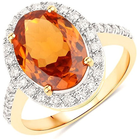 Spessartite Garnet 14K Yellow Gold Ring Style B