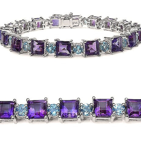 Amethyst & Blue Topaz Sterling Silver Bracelet
