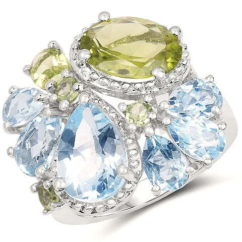 Peridot & Blue Topaz Sterling Silver Ring