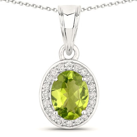 Peridot & Diamond Sterling Silver Pendant