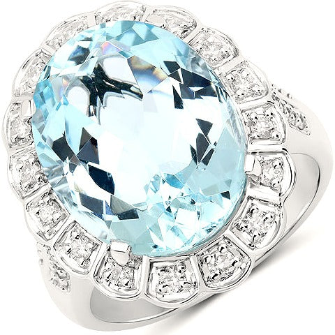 Aquamarine 14K White Gold Ring (10.04 ct)