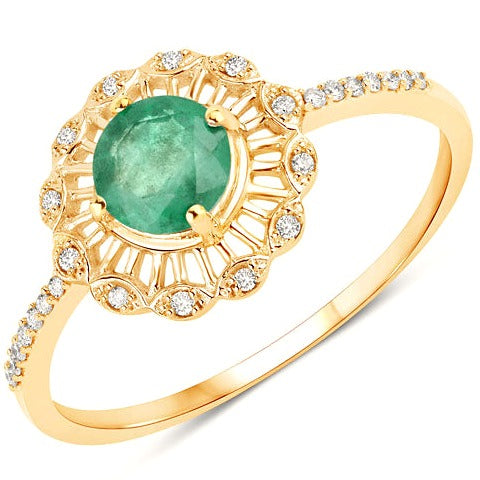 Emerald 14K Yellow Gold Ring (0.49 ct) Style B