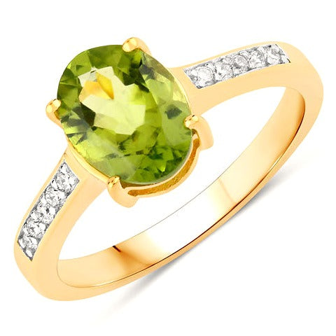 Peridot & Diamond Sterling Silver Ring (1.80 ct)