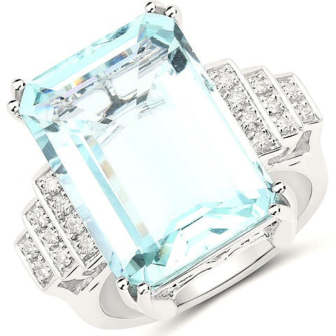 Aquamarine 14K White Gold Ring (12.44 ct)