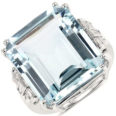 Aquamarine 14K White Gold Ring (16.02 ct)