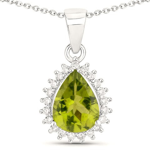 Peridot & Diamond Sterling Silver Pendant Style B