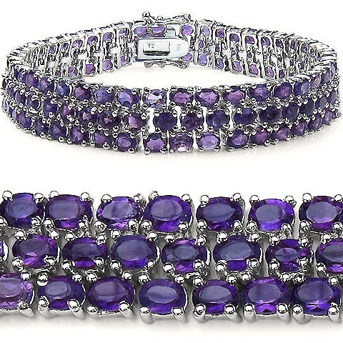 Amethyst Sterling Silver Bracelet (26.20 ct)