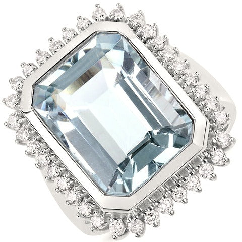 Aquamarine 14K White Gold Ring (10.30 ct)