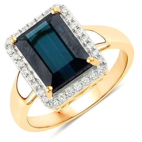 Green Tourmaline 14K Yellow Gold Ring Style D