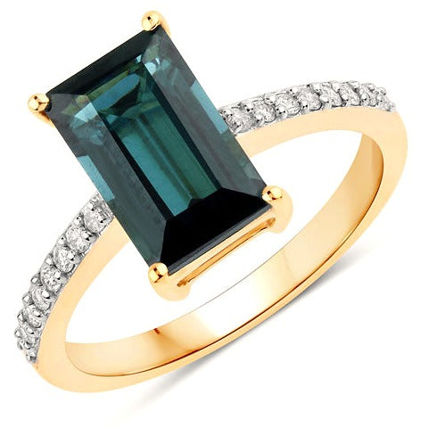 Green Tourmaline 14K Yellow Gold Ring Style E