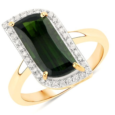 Green Tourmaline 14K Yellow Gold Ring Style G