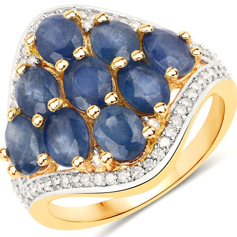 Blue Sapphire Sterling Silver Ring (3.39 ct)
