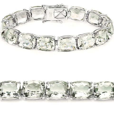 Green Amethyst Sterling Silver Bracelet