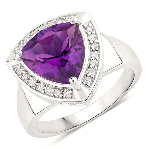 Amethyst & Diamond Sterling Silver Ring (2.91 ct)