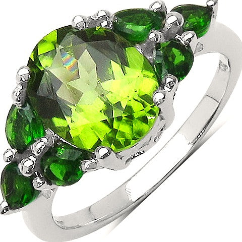 Peridot & Chrome Diopside Sterling Silver Ring