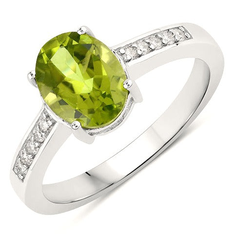 Peridot & Diamond Sterling Silver Ring (1.80 ct) Style B