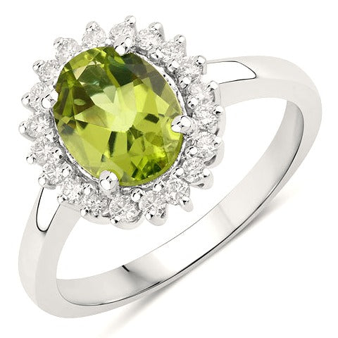 Peridot & Diamond Sterling Silver Ring (1.92 ct)