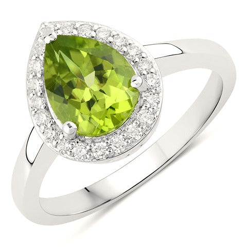 Peridot & Diamond Sterling Silver Ring (1.67 ct)