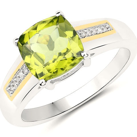 Peridot 14K Yellow Gold with Sterling Silver Ring Style B