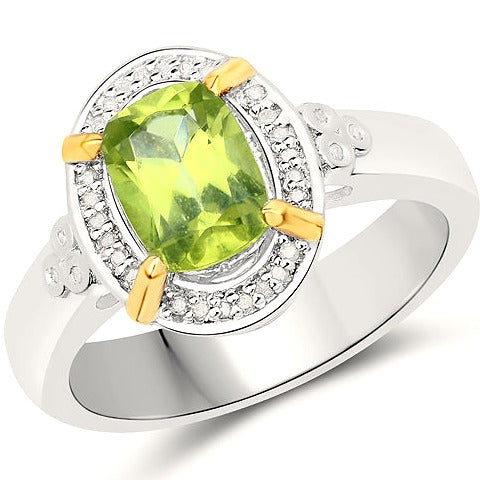 Peridot 14K Yellow Gold with Sterling Silver Ring Style C