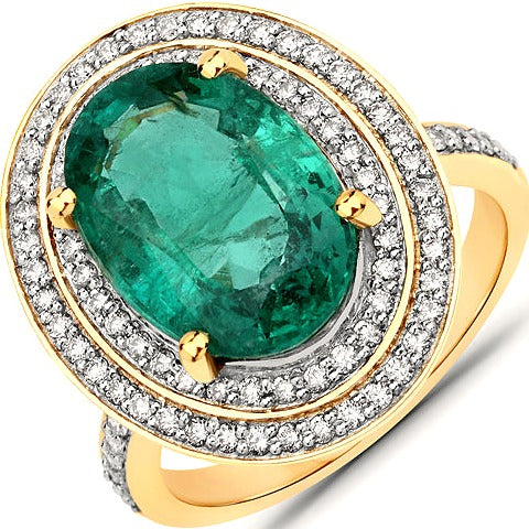 Emerald 18K Yellow Gold Ring Style G