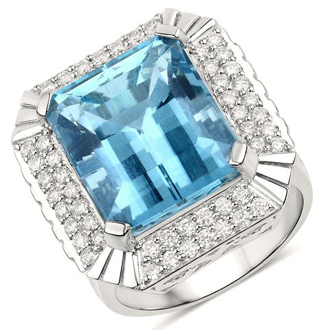 Aquamarine 14K White Gold Ring (13.924 ct)