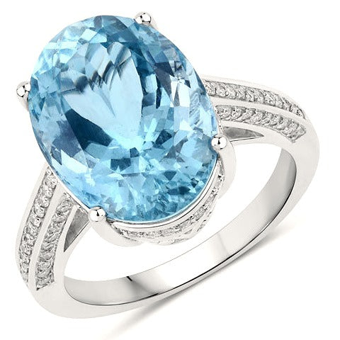 Aquamarine 14K White Gold Ring (8.84 ct)