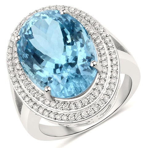 Aquamarine 14K White Gold Ring (12.89 ct)