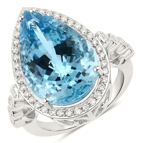 Aquamarine 14K White Gold Ring (13.42 ct)