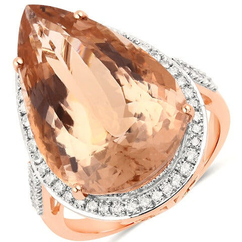 Morganite 14K Rose Gold Ring (13.02 ct)