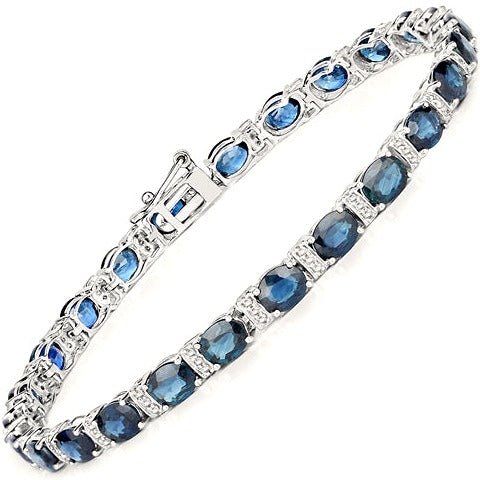 Blue Sapphire & Diamond 14K White Gold