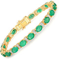Zambian Emerald and White Diamond 14K Yellow Gold Bracelet