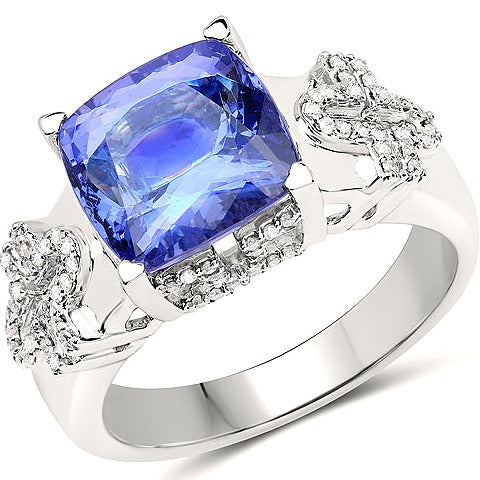 14K White Gold Tanzanite & Diamond Ring Style G