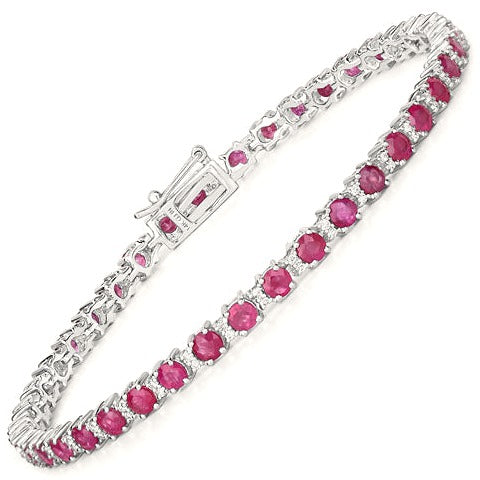 Ruby and White Diamond 14K White Gold Bracelet