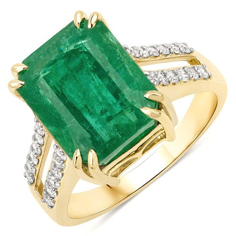 Igi Certified 8.49 Carat Emerald 14K Yellow Gold Ring