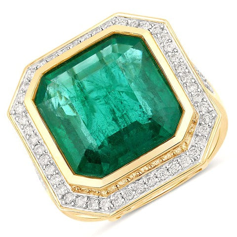 Igi Certified 8.94 Carat Emerald 14K Yellow Gold Ring