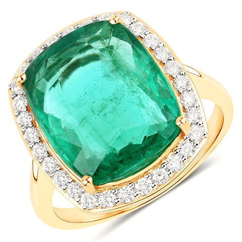 Igi Certified 8.23 Carat Emerald 14K Yellow Gold Ring