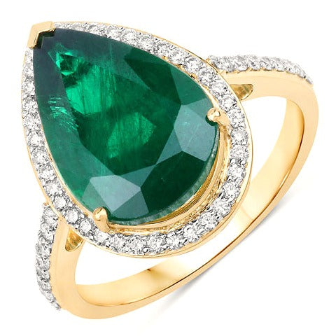 Igi Certified Zambian Emerald 14K Yellow Gold Ring Style G