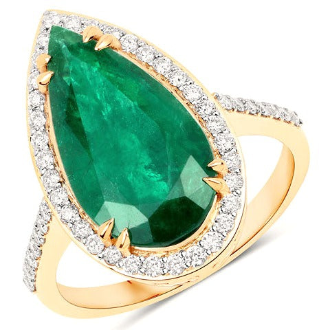 Igi Certified 5.07 Carat Emerald 14K Yellow Gold Ring