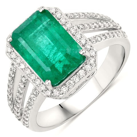 Igi Certified 4.61 Carat Emerald 14K White Gold Ring