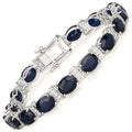 Blue Sapphire 14K White Gold Bracelet (26.72 ct)