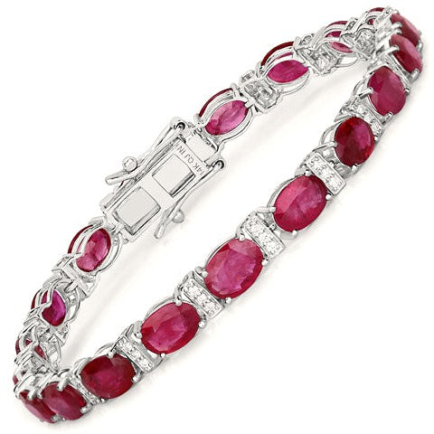 Ruby 14K White Gold Bracelet (16.52 ct)