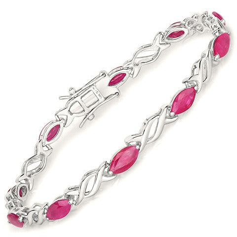 Ruby 10K White Gold Bracelet Style B