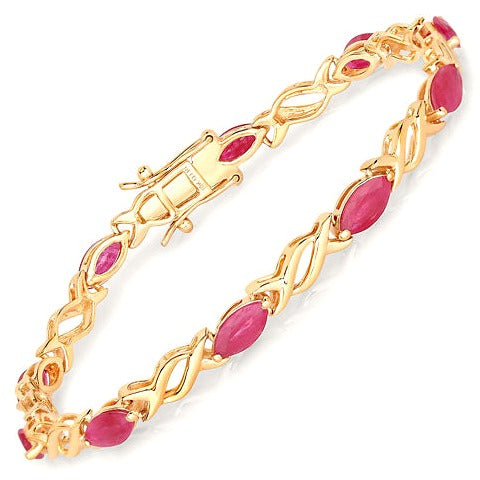 Ruby 10K Yellow Gold Bracelet Style B