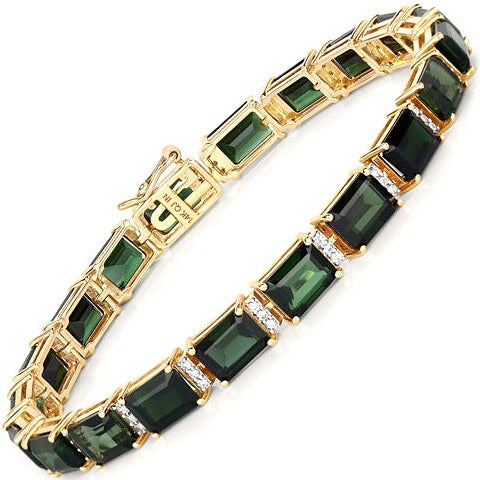 Green Tourmaline 14K Yellow Gold Bracelet
