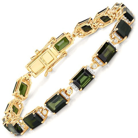 Green Tourmaline 14K Yellow Gold Bracelet Style B