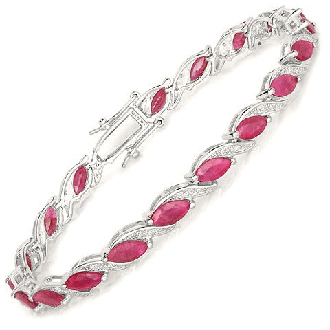 Ruby 10K White Gold Bracelet Style D