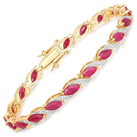 Ruby 10K Yellow Gold Bracelet Style D