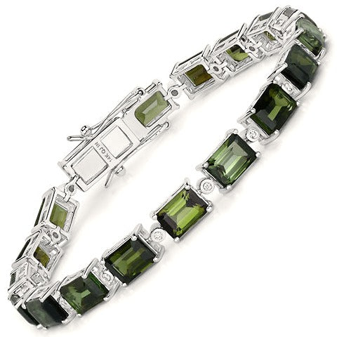 Green Tourmaline 14K White Gold Bracelet Style C